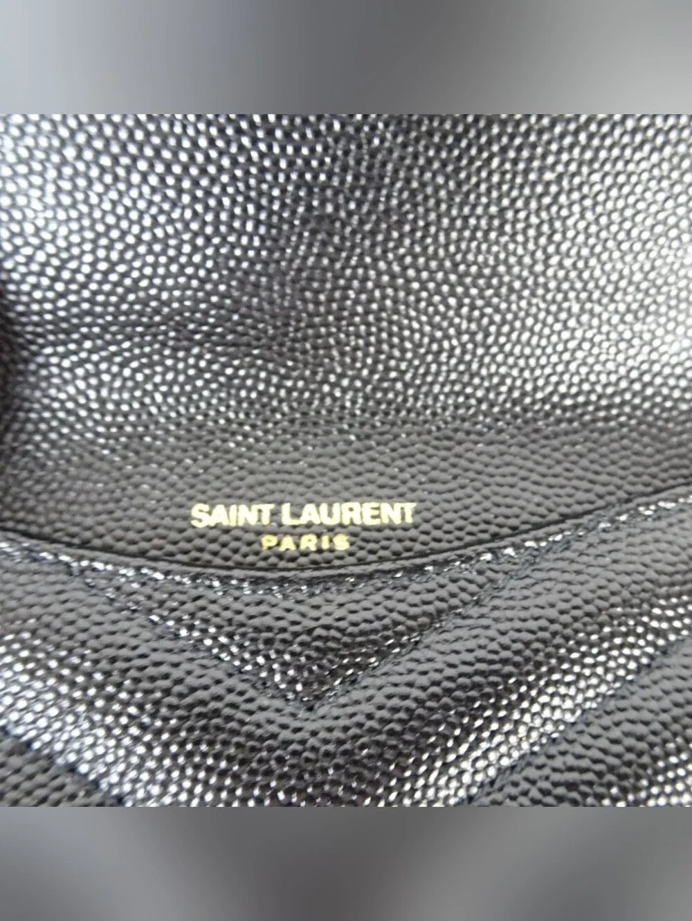 YSL Saint Laurent Monogram Card Holder Wallet Matelasse Chevron Grain Leather